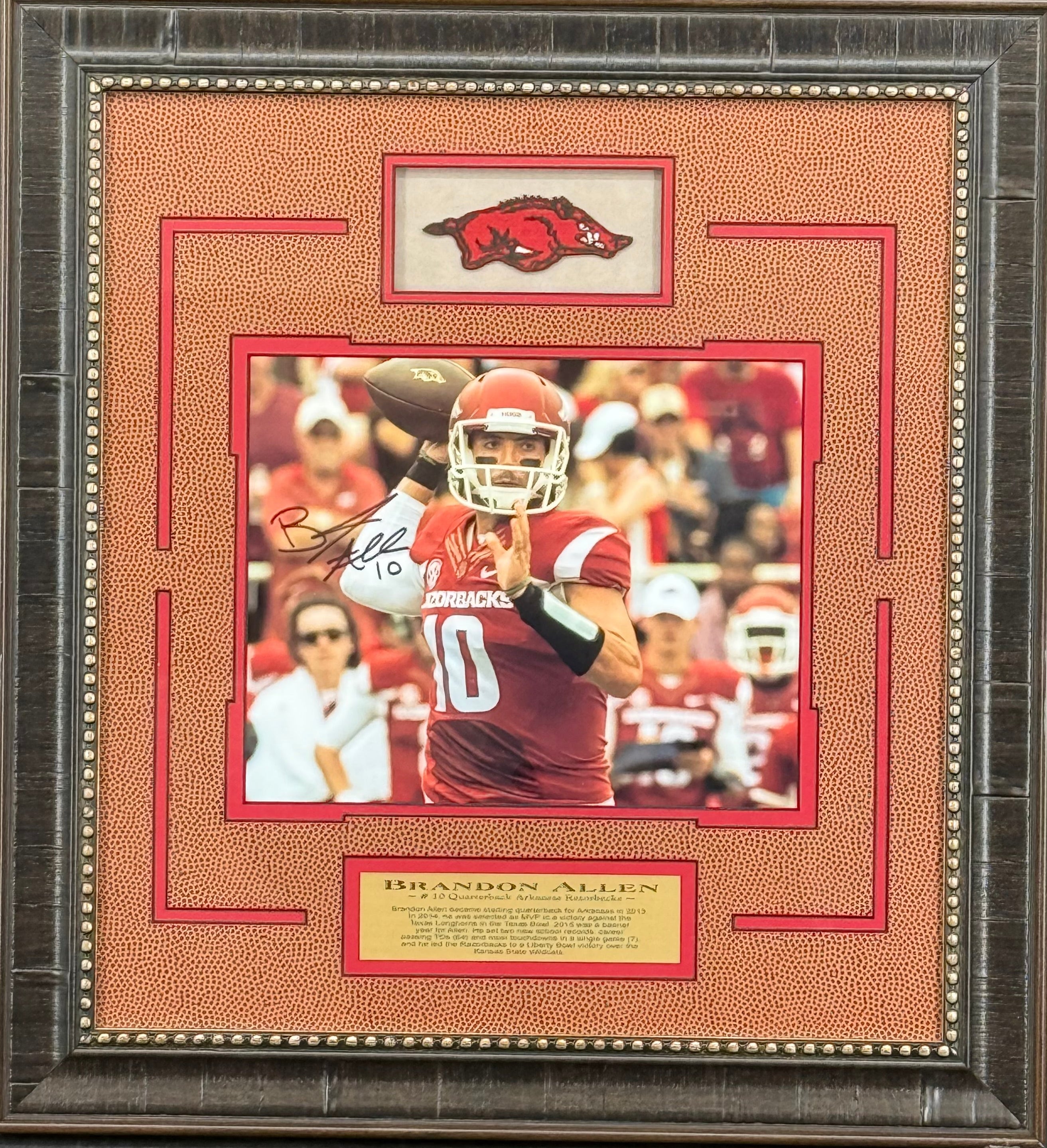 Brandon Allen Autographed Arkansas Razorbacks Framed Photo Display