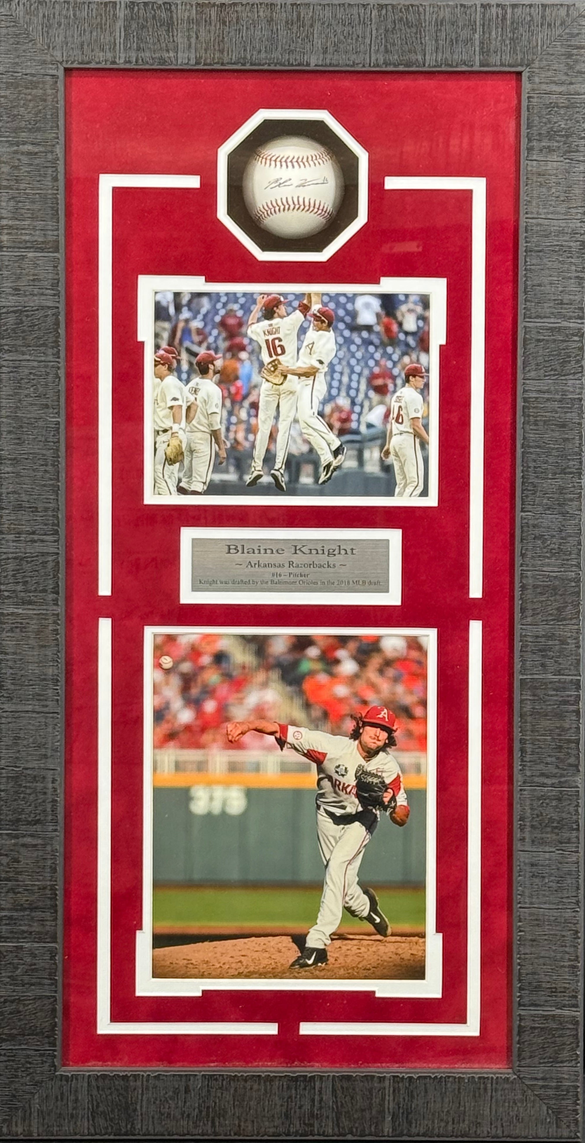Blaine Knight Autographed Baseball Framed Display