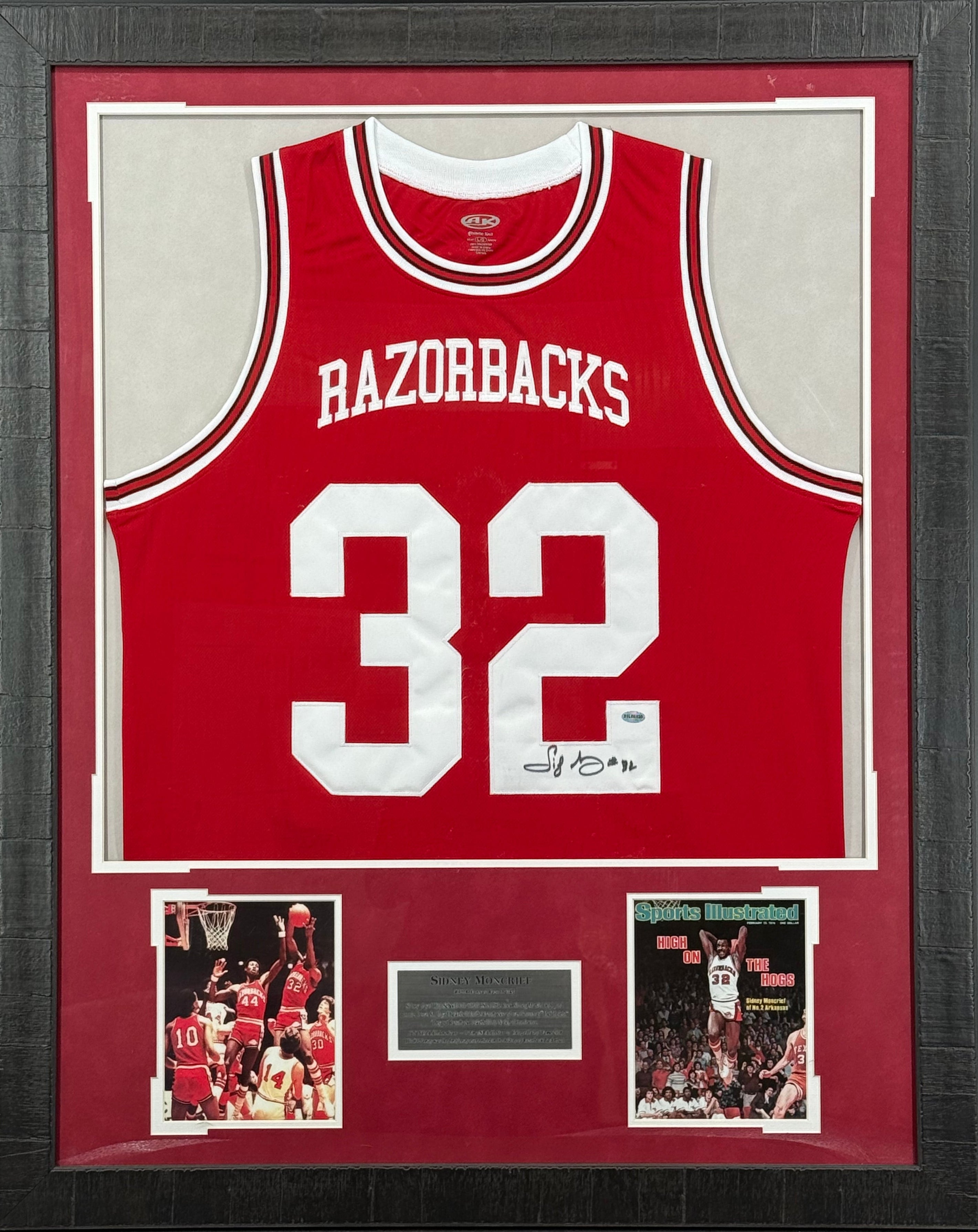 Sidney Moncrief Autographed Arkansas Razorbacks Jersey Framed Display