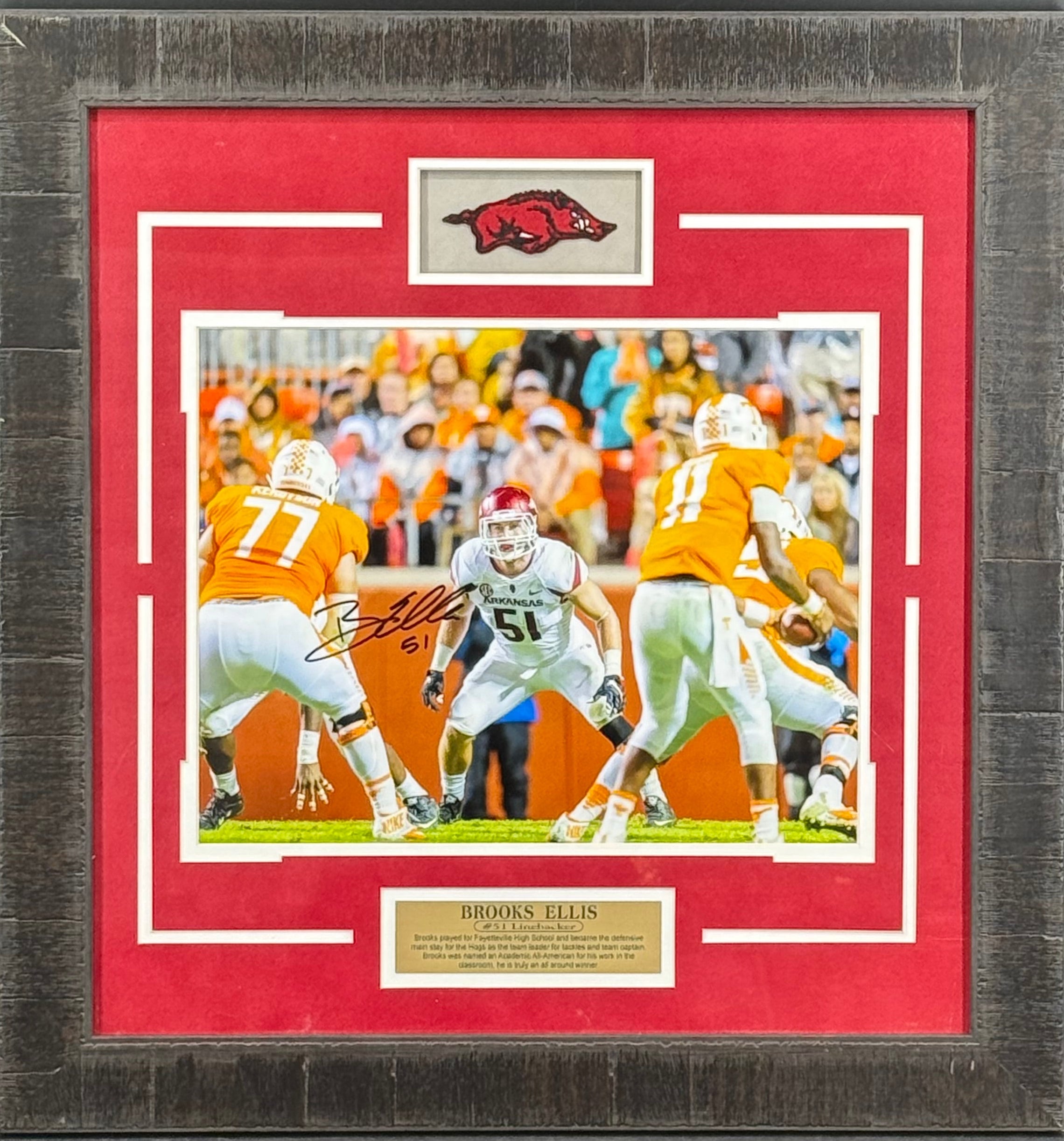 Brooks Ellis Autographed Arkansas Razorbacks Framed Photo