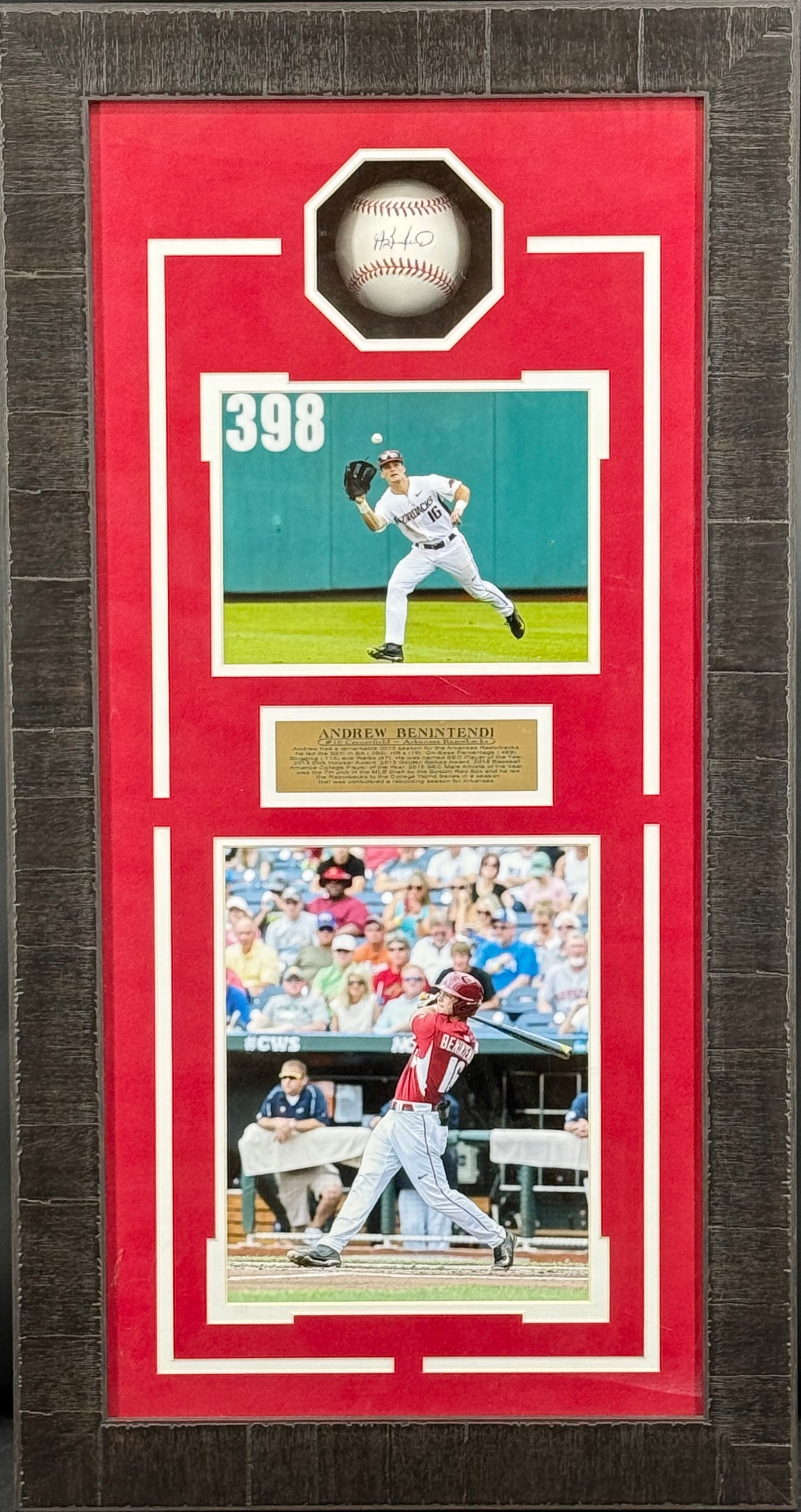 Andrew Benintendi Framed Baseball Display with Facsimile Signature