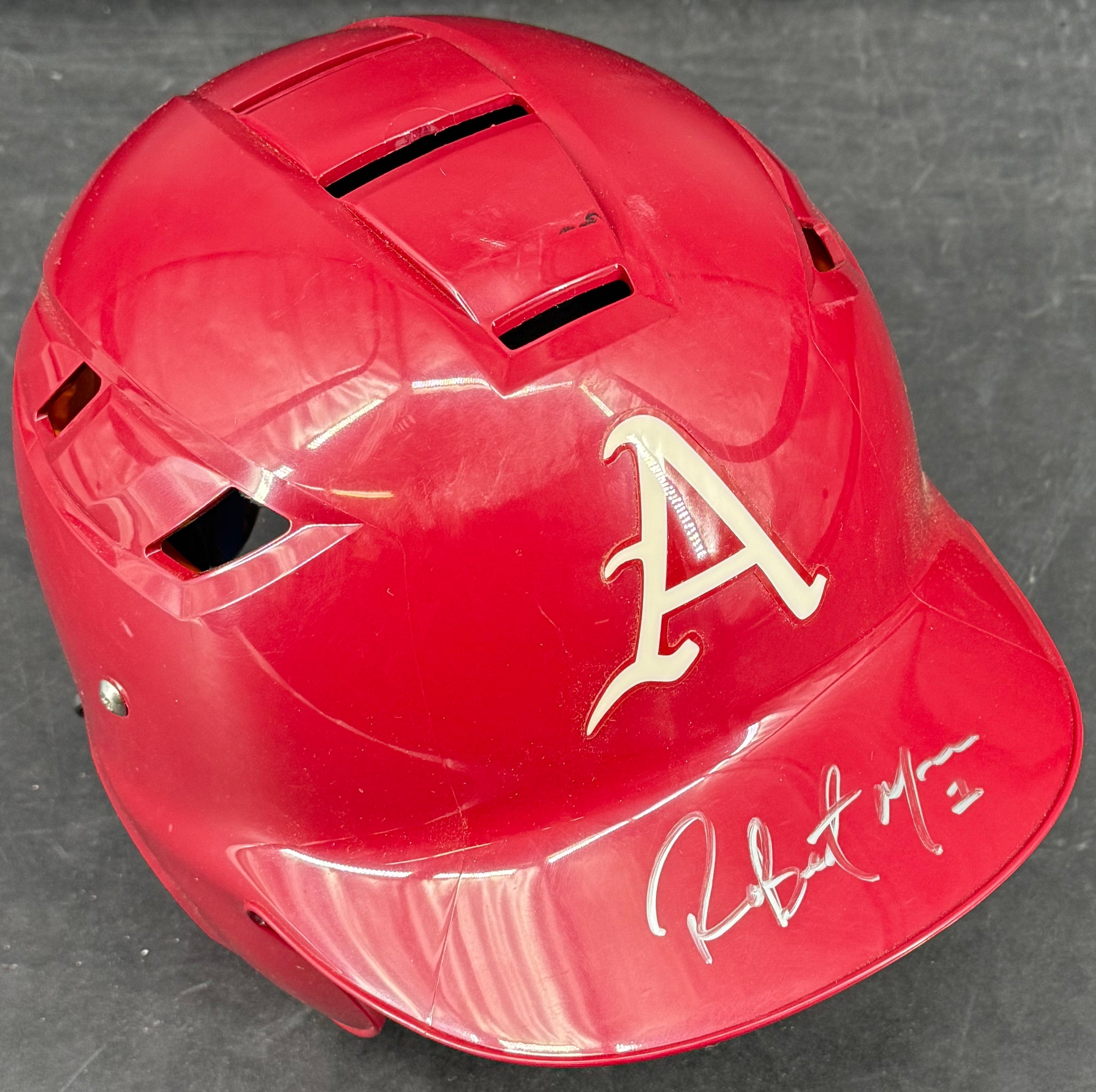 Robert Moore Autographed Arkansas Razorbacks Full-Size Batting Helmet
