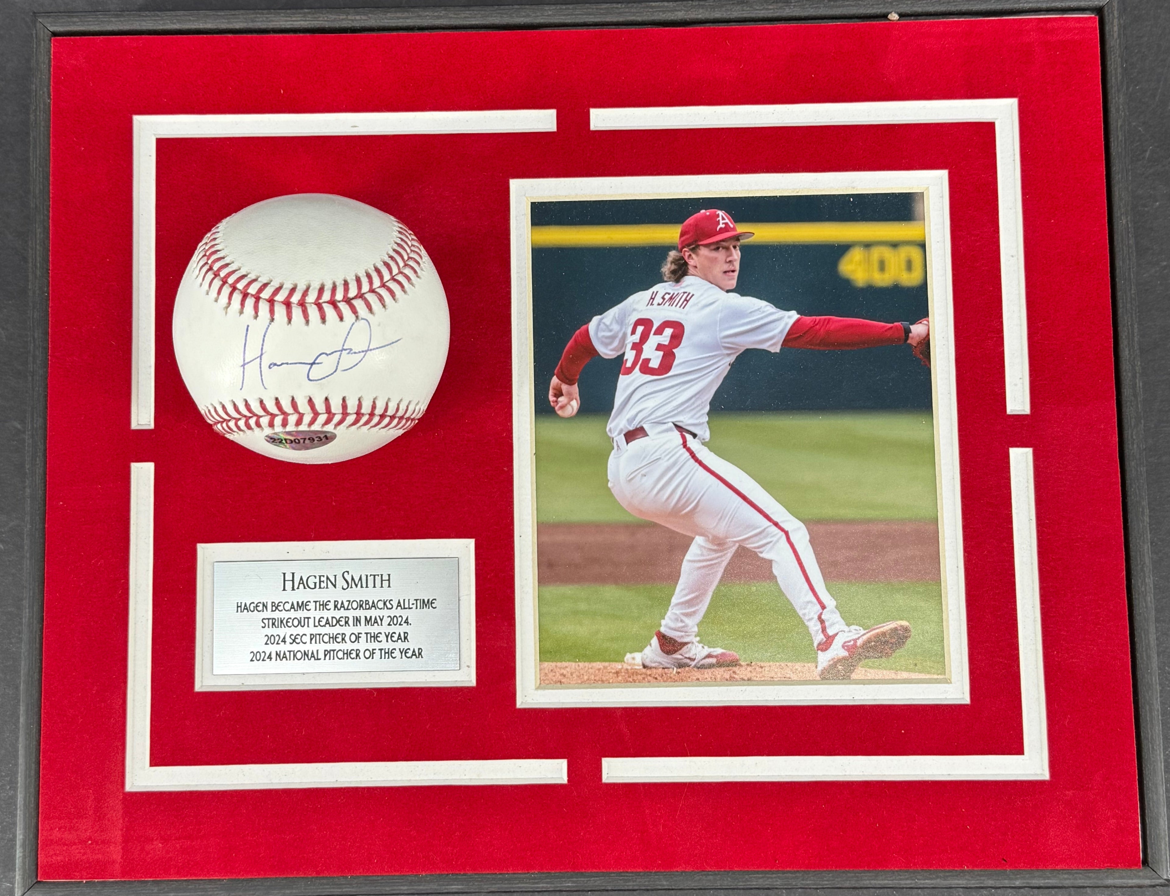 Hagen Smith Autographed Baseball with Display